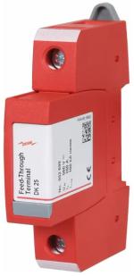 ARDEBO.de Dehn DK 25 Durchgangsklemme, 25mm², zur Kammschienen-Verbindung von Überspannungsschutzgeräten, rot (952699)