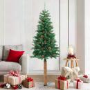ARDEBO.de - Weihnachtsbaum Schlank mit Echtholz und Zapfen Grün 180 cm PVC