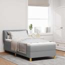 ARDEBO.de - Boxspringbett mit Matratze Creme 90x200 cm Stoff Hellgrau