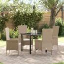 ARDEBO.de - Garten Essgruppe mit Kissen 5 pcs Beige Poly-Rattan
