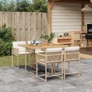 ARDEBO.de - 5-tlg. Garten-Essgruppe mit Kissen Beige Poly Rattan