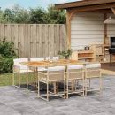 ARDEBO.de - 7-tlg. Garten-Essgruppe mit Kissen Beige Poly Rattan
