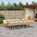 ARDEBO.de - 13-tlg. Garten-Essgruppe mit Kissen Beige Poly Rattan
