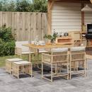 ARDEBO.de - 9-tlg. Garten-Essgruppe mit Kissen Beige Poly Rattan