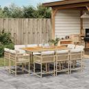 ARDEBO.de - 11-tlg. Garten-Essgruppe mit Kissen Beige Poly Rattan