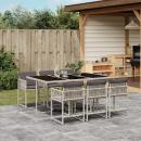 ARDEBO.de - 7-tlg. Garten-Essgruppe mit Kissen Hellgrau Poly Rattan