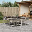 ARDEBO.de - 9-tlg. Garten-Essgruppe mit Kissen Hellgrau Poly Rattan