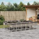 ARDEBO.de - 13-tlg. Garten-Essgruppe mit Kissen Hellgrau Poly Rattan