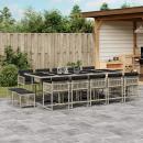 ARDEBO.de - 15-tlg. Garten-Essgruppe mit Kissen Hellgrau Poly Rattan