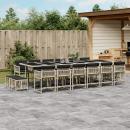 ARDEBO.de - 17-tlg. Garten-Essgruppe mit Kissen Hellgrau Poly Rattan
