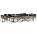 ARDEBO.de - 17-tlg. Garten-Essgruppe mit Kissen Hellgrau Poly Rattan