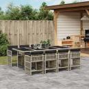 ARDEBO.de - 9-tlg. Garten-Essgruppe mit Kissen Hellgrau Poly Rattan