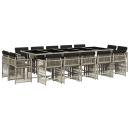 ARDEBO.de - 15-tlg. Garten-Essgruppe mit Kissen Hellgrau Poly Rattan