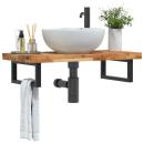 ARDEBO.de - Waschbeckenregal Wandmontage Stahl und Akazienholz