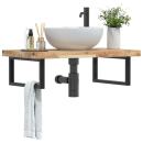 ARDEBO.de - Waschbeckenregal Wandmontage Stahl und Akazienholz