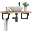 ARDEBO.de - Waschbeckenregal Wandmontage Stahl und Akazienholz