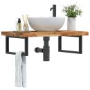 ARDEBO.de - Waschbeckenregal Wandmontage Stahl und Akazienholz
