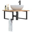 ARDEBO.de - Waschbeckenregal Wandmontage Stahl und Akazienholz