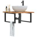 ARDEBO.de - Waschbeckenregal Wandmontage Stahl und Akazienholz