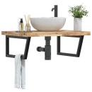 ARDEBO.de - Waschbeckenregal Wandmontage Stahl und Akazienholz