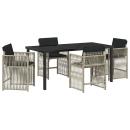 ARDEBO.de - Garten Essgruppe 5 pcs Hellgrau Poly-Rattan