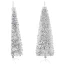 ARDEBO.de - Künstlicher Halb-Weihnachtsbaum Ständer Schlank Silbern 150 cm