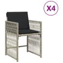 ARDEBO.de - Gartenstühle mit Kissen 4 Stk. Hellgrau Poly Rattan