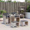 ARDEBO.de - 5-tlg. Garten-Essgruppe mit Kissen Hellgrau Poly Rattan