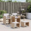 ARDEBO.de - 5-tlg. Garten-Essgruppe mit Kissen Beigemischung Poly Rattan
