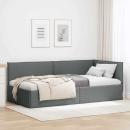 ARDEBO.de - Eckbettgestell mit Kopfteil Dunkelgrau 80 x 200 cm Stoff