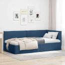 ARDEBO.de - Eckbettgestell mit Kopfteil Blau 90 x 200 cm Stoff