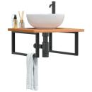 ARDEBO.de - Waschbeckenregal Wandmontage Stahl und Massivholz Buche