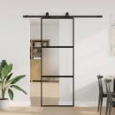 ARDEBO.de - Schiebetür mit Beschlag Schwarz 76x205 cm Hartglas