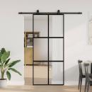 ARDEBO.de - Schiebetür mit Beschlag Schwarz 90x205 cm Hartglas