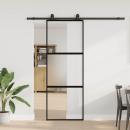 ARDEBO.de - Schiebetür mit Beschlag Schwarz 76x205 cm Hartglas