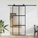 ARDEBO.de - Schiebetür mit Beschlag Schwarz 90x205 cm Hartglas