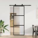 ARDEBO.de - Schiebetür mit Beschlag Schwarz 76x205 cm Hartglas