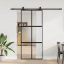 ARDEBO.de - Schiebetür mit Beschlag Schwarz 90x205 cm Hartglas