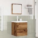 ARDEBO.de - Badezimmermöbel Set 3 pcs Altes Holz und Weiß Mittel