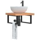 ARDEBO.de - Waschbeckenregal Wandmontage Stahl und Massivholz Buche