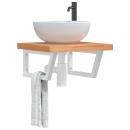 ARDEBO.de - Waschbeckenregal Wandmontage Stahl und Massivholz Buche