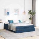 ARDEBO.de - Bettgestell mit Speicher Blau 160 x 200 cm Stoff