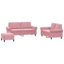 ARDEBO.de - 3-tlg. Sofagarnitur mit Kissen Rosa Samt