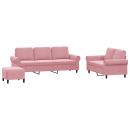 ARDEBO.de - 3-tlg. Sofagarnitur mit Kissen Rosa Samt