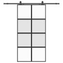 ARDEBO.de - Schiebetür mit Beschlag Schwarz 102,5x205 cm Hartglas
