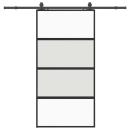 ARDEBO.de - Schiebetür mit Beschlag Schwarz 102,5x205 cm Hartglas