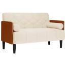 ARDEBO.de - Zweisitzer-Sofa mit Nackenrollen 110 cm Leinen