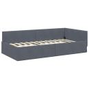 ARDEBO.de - Eckbettgestell Dunkelgrau 90 x 200 cm Samt und engineered Holz