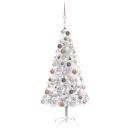ARDEBO.de - Künstlicher Weihnachtsbaum Beleuchtung & Kugeln Silber 150 cm