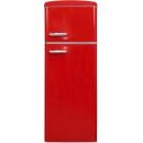 ARDEBO.de Exquisit RKGC270-45-H-160E Retro Kühl-Gefrierkombination, 206 L, 54,5cm breit, mit Rollen, LED-Beleuchtung, rot